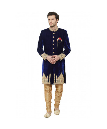 Glamorous Velvet Taj Embroidered Sherwani 